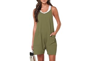 DUOEASE Jumpsuit Damen Ärmellos Romper 2024 Sommer Outfit Damen mit Taschen