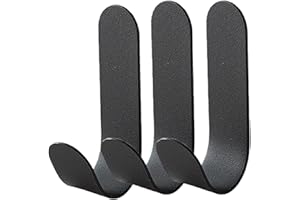 KISSTTA 3 sztuki haczyków samoprzylepnych, czarne haczyki samoprzylepne ze stali nierdzewnej, mocne haczyki samoprzylepne, nie wymagają dziurkowania, z podkładką samoprzylepną 3 m, nadają się do ściany,