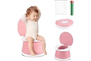 DQZSY Toilette Pieghevole per Bambini,Vasino Da Viaggio,Sedia da Toilette Pieghevole,Sedile Vasino Portatile,Vasino da Viaggio Indoor Outdoor per Addestramento del Bambino con Borsa da Viaggio (Rosa)