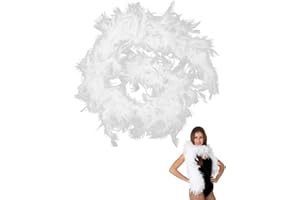 FDCGAS 1 pcs federboa weiß - Federschal Kostüm Länge ca120 cm, Karneval, Halloween, Fasching, Kostüm, Theater, Mottoparty