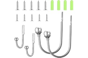 CBOFEIXG Metal Curtain Hooks, 2pcs Curtain Holdbacks, Curtain Tieback Hooks, Curtain Drapery Tiebacks Holdbacks Hooks, Decorative Window Curtain Holder Wall Mounted for Living Room Bedroom, with Screws