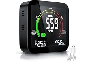 Detecteur de Fumée Connecté Moniteur Qualité Détecteur CO2 5 en 1, Sicomne Détecteur de CO2 Alarme Incendie Co2 Detecteur Gaz Alarme Connectée Moniteur de Dioxyde de Carbone CO2 Monitor