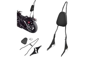 PBYMT Black Detachable Passenger Sissy Bar Backrest Pad Compatible for Harley Davidson Sportster XL1200 XL883 2004-2023