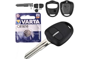 Autoschlüssel Funk Fernbedienung Austausch Gehäuse mit 2 Tasten + MIT8 Rohling + Batterie kompatibel mit Mitsubishi Grandis ASX Space Star Outlander Lancer