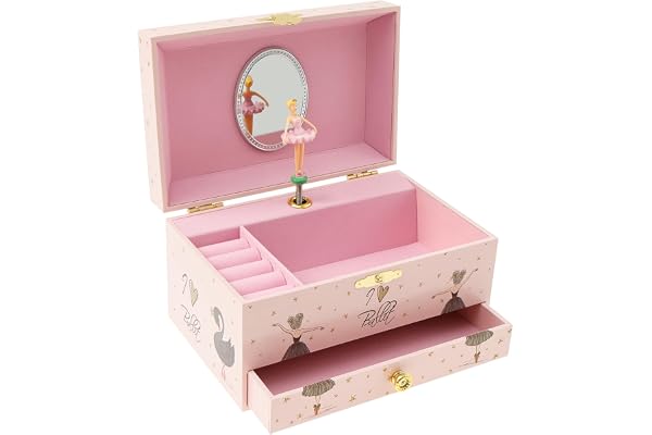 Boîte à bijoux musicale pour enfants avec petite princesse tournante, boîte à bijoux musicale pour filles de 3 à 10 ans, 17,8 x 11,2 x 9,7 cm