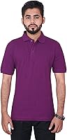 CARBON BASICS Men's Polo Collar T-Shirt,Cotton Half Sleeves Solid Tee