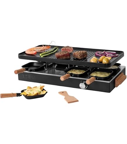 Steba Raclette RC 2.1 – Made In Germany, Mit 8 Emaillierten Pfännchen & Wendegrillplatte