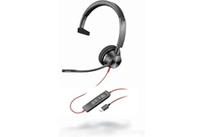 Plantronics - Blackwire 3310 USB-C (Poly) - Wired, Single Ear (Mono) Headset with Boom Mic - USB-C to connect to your PC and/or Mac - Works with Teams (Certified), Zoom & more