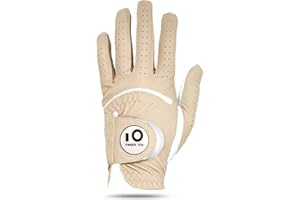 FINGER TEN Guantes de Golf para Hombre con Ball Maker Paquete de Valor de Cuero para Mano Derecha e Izquierda, Agarre Estable para Velcro para Todo Clima