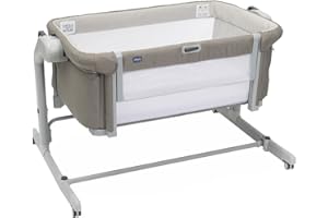 Chicco Next2Me Magic Evo Łóżko boczne łóżeczka dziecięcego z trybem huśtania, odchylanym oparciem, 11 poziomami wysokości, regulowaną wysokością, 4 kółkami, z materacem i torbą podróżną, beżowe