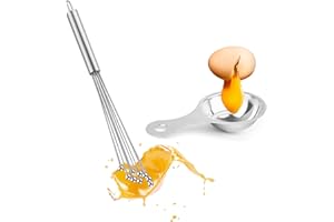 Cimown Trzepaczka kulkowa + separator jajek, trzepaczka kulowa ze stali nierdzewnej, zestaw ubijaków do jajek, separator ze stali nierdzewnej, do oddzielania białek jajek, mieszania śmietany i mąki