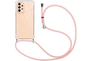 Vauki Funda para Samsung Galaxy A33 5G con Cuerda, Transparente Silicona Carcasa con Correa Colgante Ajustable Collar Correa de Cuello para Samsung A33 5G 6.4", Oro Rosa