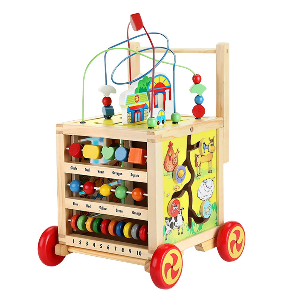Nuheby Carrello Girello Bambino Primi Passi Per Bambini 1 2 3 Anno Giochi In Legno Educativi Regalo Per Bambino Bambina 1 Anno Compleanno Giochi