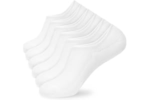 KOOOGEAR White Black No Show Socks, Non-Slip Invisible Trainer Sports Walking Socks Womens 4-7, Ladies Women Anti Blister Cushioned Breathable Cotton Socks with Silicone Stripes 3 Pairs