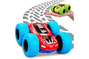 TMGOT 2 Pack Double Sided 4 Colors 360° Tumble Stunt Toy Cars - Indoor & Outdoor Toy Gifts for Kids