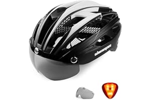 Shinmax Casco Bici con Luce di LED,Casco Bici Uomo Donna con Visiera Magnetica Staccabile Rimovibile Occhiali Casco MTB Ultraleggero Casco Bici Adulto Traspirante Caschi Bicicletta Ciclismo NR-096