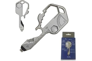 24 i 1 Rostfritt Stål Nyckelring Multitool EDC Mini Fickverktyg med Flasköppnare Skruvmejsel Linjal Vinkelmätare för Camping