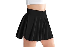 Miyanuby Girls' Athletic 2-in-1 Flowy Cheer Dance Biker Shorts Tennis Skirt Butterfly Skorts with Pocket for Girl Size 5-14 Years