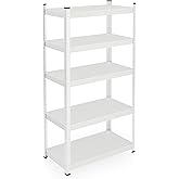 Relaxdays Estantería Metálica, Resiste 875 kg, 5 Baldas, Cargas Pesadas, Sótano, Taller, Acero, 150 x 75 x 30 cm, Blanco