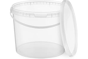 BenBow Cubo con Tapa 3l Transparente 1x 3 litros - Seguro para los Alimentos, Estable, hermético, a Prueba de Fugas, Inodoro - Cubo de plástico con asa - vacío