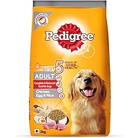 Pedigree Adult Dry Dog Food (High Protein Variant) Chicken, Egg & Rice, 3kg Pack