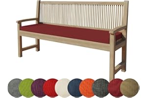 ‎CHILLY PILLEY chilly pilley Bankkissen Bankauflage Polsterauflage Reißverschluss mit Schlaufen Kissen für Gartenbank für Gartenmöbel Sitzkissen & Rückenkissen Outdoor (100 x 40 x 5 cm, Dunkelrot)