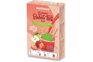 MiruMiru- Bubble Tea Kits - Perle de Pomme Verte & Nectar de Fraise & Thé au Jasmin, boissons et pailles incluses (2 boissons)