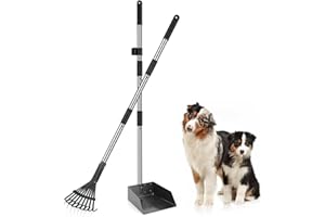 Bamda Raccogli Cacca Cane per Paletta, Scooper Pooper con Manico Lungo Regolabile, Rastrello e Vassoio per Cani di Piccola Taglia, Suit for Collect Pet Feces, Foglie, Pietre e Terreno- 2Pack