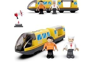 Zuoan Eisenbahn elektrische lok Holzeisenbahn Zug,Electric Train Toy, Kinder Lokomotive Kompatibel mit Holzschienen Kinder Spielzeug Junge Mädchen Kleinkind Spielzeug – Gelb