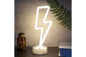 YIVIYAR Lightning Bolt Neon Light Lightning Bolt Neon Sign with Holder USB/Battery Operated Neon Signs for Home Decor LED Lights for Bedroom Decorations Game Room Decor