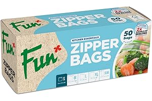 Fun Zipper Bags 17x17.5cm, Clear, Small - Leak-Proof & Airtight Seal Food & Household Storage Essential (Pack of 50)