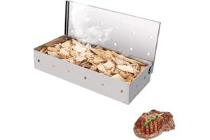 SVUPUE BBQ Barbecue Smoker Box,Stainless steel barbecue smoker box,Suitable for use on, charcoal，gas, Barbecue Grill and electric grills