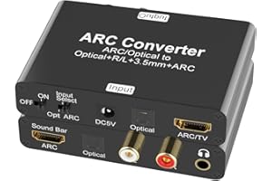 HDMI ARC Audio Extraktor 192kHz DAC Audio Wandler, Tendak ARC/Optical Toslink SPDIF zu SPDIF Cinch L/R 3,5mm Aux Stereo Audio Adapter, HDMI ARC Audio TV Adapter und Digital zu Analog Audio Konverter