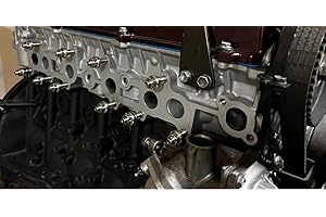 RISON-Titanium 12 Set Juego de Pernos para Colectores de Escape de Titanio M8x1.25x45mm, Prisioneros Roscados con Tuerca de Brida de Sistema de Escape, Tornillos Espárrago para Coche Moto