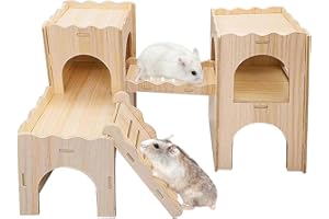 Vegena Maison Cochon d'Inde Bois, Maison en Bois pour Hamster, Cabane Cochon d'Inde, Maison pour Cochon d'Inde, Maison Rongeur Maison de Hamster pour Gerbilles, Cochons d'Inde
