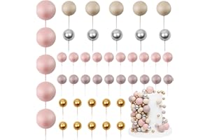 LARDUX 45 PCS Ball Cake Toppers - Baking Cake Decorations DIY Mini Balloon Cupcake Insert for Girls Women Birthday Party Baby Shower Wedding -Nude