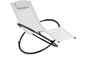 MONHOUSE Sun Lounger - Zero Gravity Lounger Chair With Pillow- Foldable Loungers for Patio and Garden - Rocking Chairs for Camping, Beach and Outdoors - Steel Frame Leisure Chair - Grey