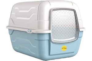Cat Centre Cat Blue Hooded Litter Tray Box Large Enclosed Loo Indoor Puppy Kitty Toilet