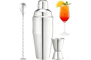 Lumanothy Cocktail Shaker 750ml, 3-teiliges Edelstahl Cocktail Set mit Cocktail messbecher 15/30ml und Cocktail Stößel, Premium Barkeeper Set für Zuhause, Bar, Party