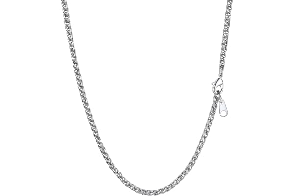 PROSTEEL 3/6 mm Collier Homme Chaine Acier Inoxydable, Chaine Argent/Or/Noir pour Homme, Collier à Maillons Spiga/Blé, Longueurs de 46 à 76 cm, Bijoux Hip-Hop
