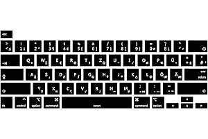 MiNGFi Silikon Deutsche QWERTZ Tastaturschutz für MacBook Pro 13" M1/M2 A2338 (2020–2023), A2289 (2020), A2251 (2020–2021), Pro 16" A2141 (2019–2021) US/ANSI Tastaturlayout - Schwarz