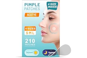 ACOTYE Parches Granos Acne Patch con Ácido Salicílico y Aceite de Árbol de Té, Niacinamida, Parches Acne, Uso de Día y de Noche, 4 tamaños