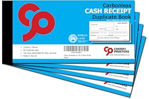 CHERRY PRINTERS Cherry - Libro de recibos de dinero en efectivo NCR sin carbono (99 x 210 mm, 50 unidades), color negro