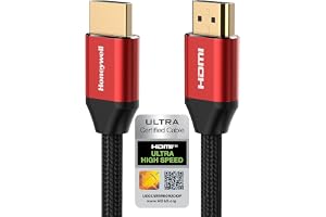 Honeywell HDMI Cable 2.1 with Ethernet, 8k@60Hz UHD Resolution,1 Meter (3.3feet),48 GBPS Transmission Speed, Dolby DTS, 3D, Ultra-Fast Speed, Male-to-Male, Compatible with all HDMI-Enabled Devices