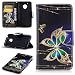 Produktbild Motorola Moto G5 Hülle Leder Flip Case Schmetterling Muster, Motorola Moto G5 Lederhülle Protective Cover Ledertasche Handyhülle Wallet Brieftasche Tasche Schutzhülle mit Kartenfach Standfunktion, Gold