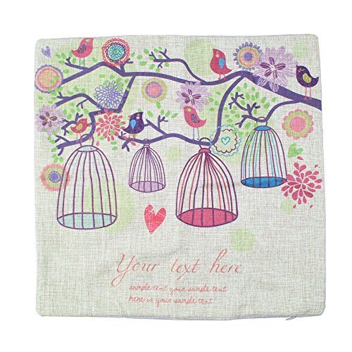 Preisvergleich Produktbild Accmart (TM) Leinen Lendenkissenbezug Kissenbezug Kissenhülle Dekokissen Zierkissen 45*45cm Vogelkäfig