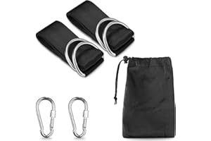 MEETTIKEY Tree Swing Hanging Straps, 2 Pcs Adjustable 5ft Tree Swing Straps with 2 Heavy Duty Safety Lock Carabiner Hooks Holds Up to 2200lb, Easy & Fast Installation for Any Swing, Garden, Plank or Hammock