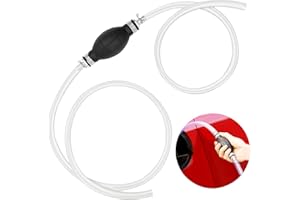 Abnaok Syphon Pump, 2M Fuel Transfer Pump Hand Water Pump with 8mm Durable PVC Siphon Hose for Gasoline/Fuel/Liquid/Water Transfer (White hose)