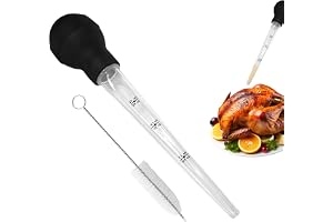 DONOONIS Poire A Jus Cuisine, Pipette Cuisine avec Brosse de Nettoyage, Grande Poire à Jus de Cuisson Seringue a Sauce avec Balance pour Barbecue, Cuisson, Turkey Compte-Gouttes D'Huile, Cuisine