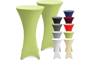 ‎BEAUTISSU Beautissu 2er Set Stretch Stehtisch Hussen 80cm Grün – Waschbar Bügelfrei Stehtisch Hussen für Stehtische Stehtischhussen rutschfest Verstärkung Fußbereich Tischhusse Tischdecke Stehtisch – Stella